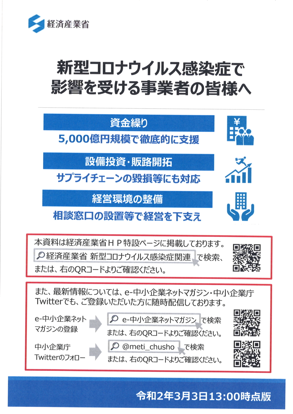 新型コロナウイルス感染症で影響を受ける事業者の皆様へ