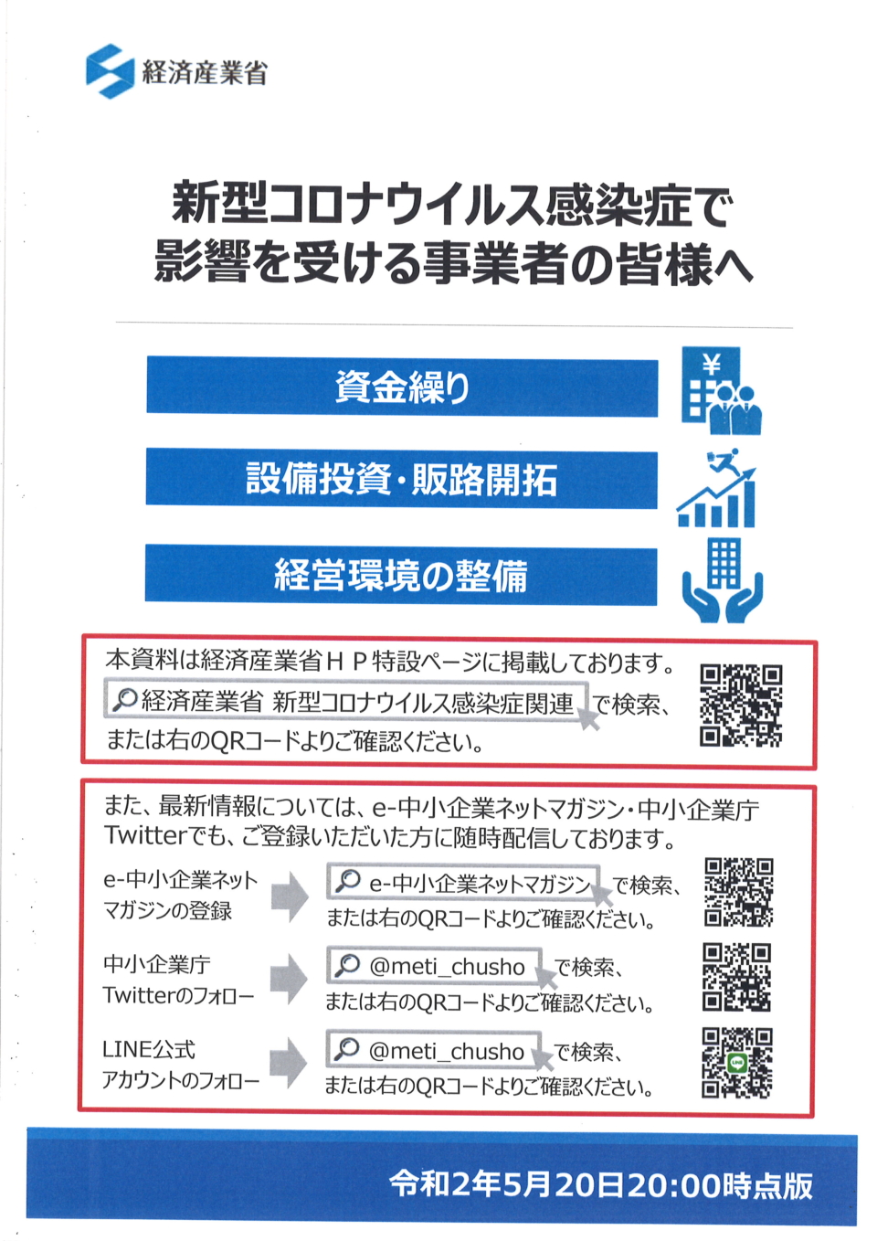 新型コロナウイルス感染症で影響を受ける事業者の皆様へ